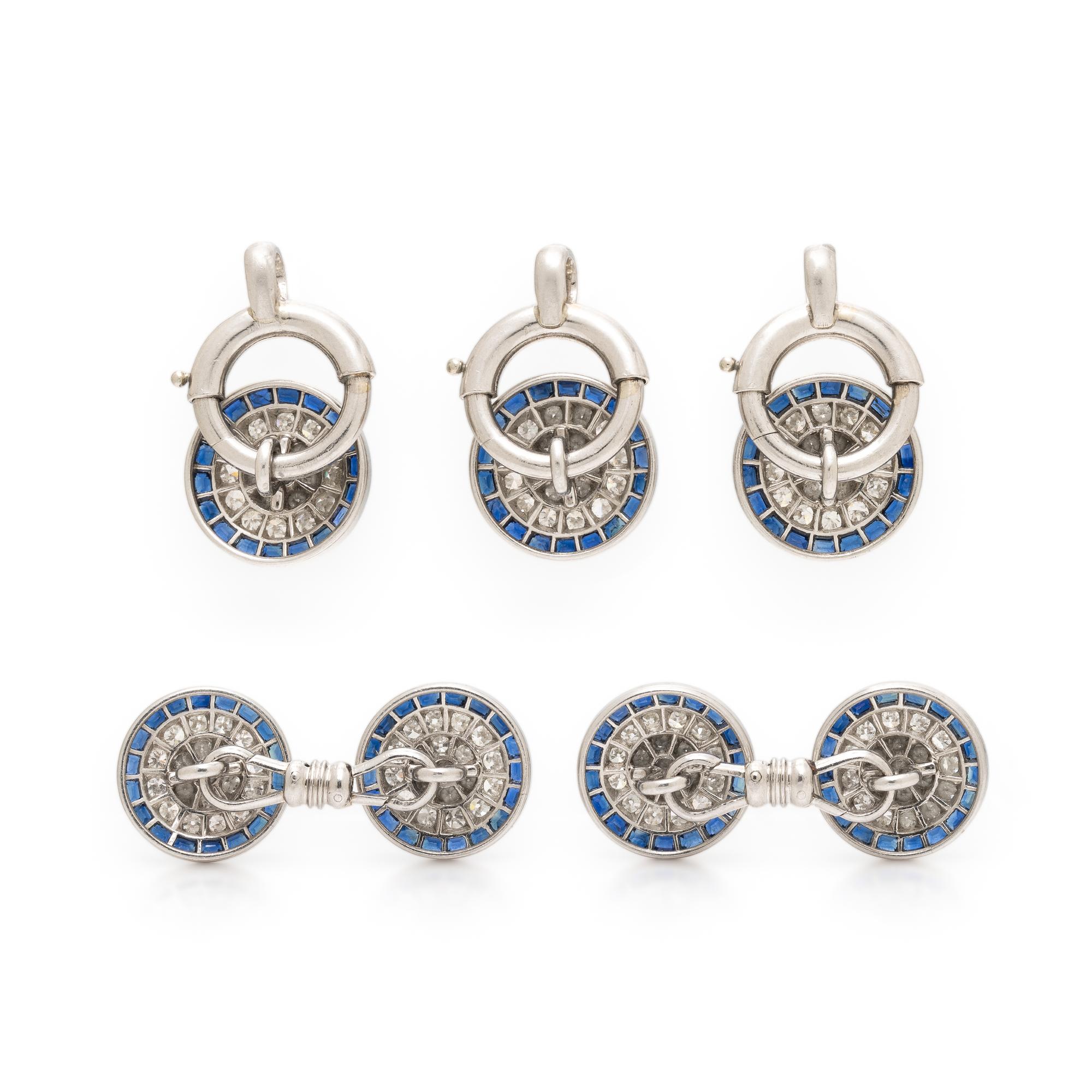 Diamond, Sapphire, and Platinum Dress Set