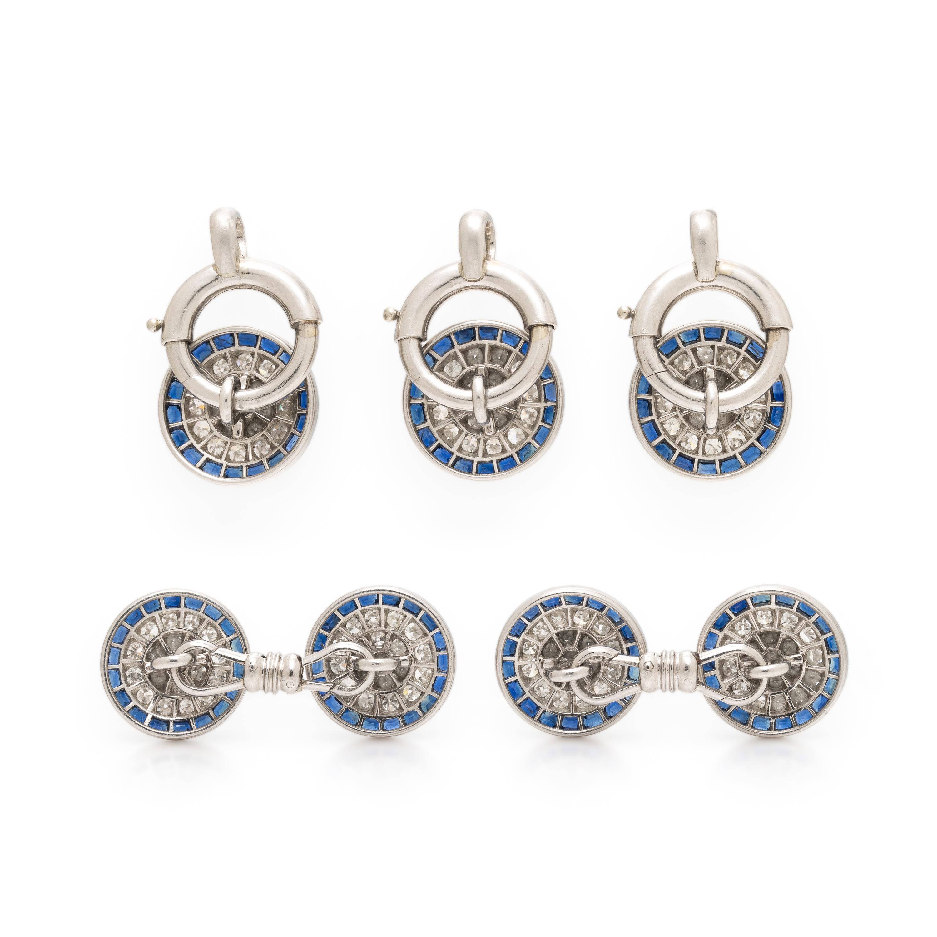 Diamond, Sapphire, and Platinum Dress Set