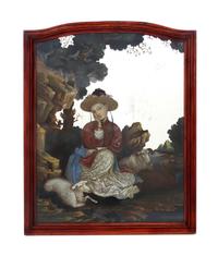 A Chinese Reverse Painted Mirror, QIANLONG PERIOD, CIRCA 1765, Overall height 28 x width 22 inches. — QIANLONG PERIOD, CIRCA 1765,