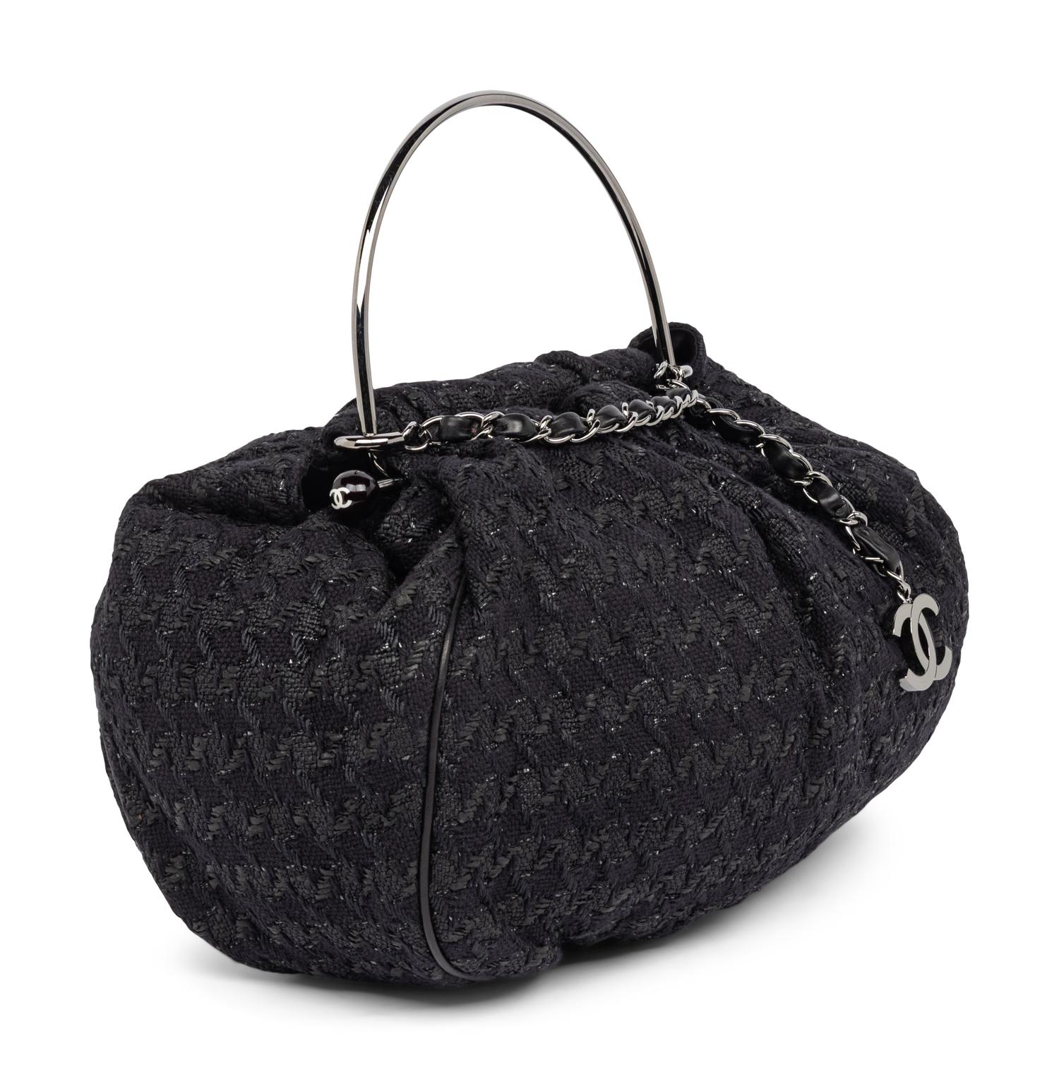 CHANEL, BLACK TWEED BAG