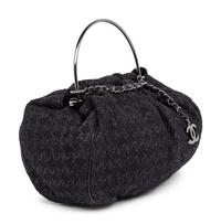 CHANEL, BLACK TWEED BAG