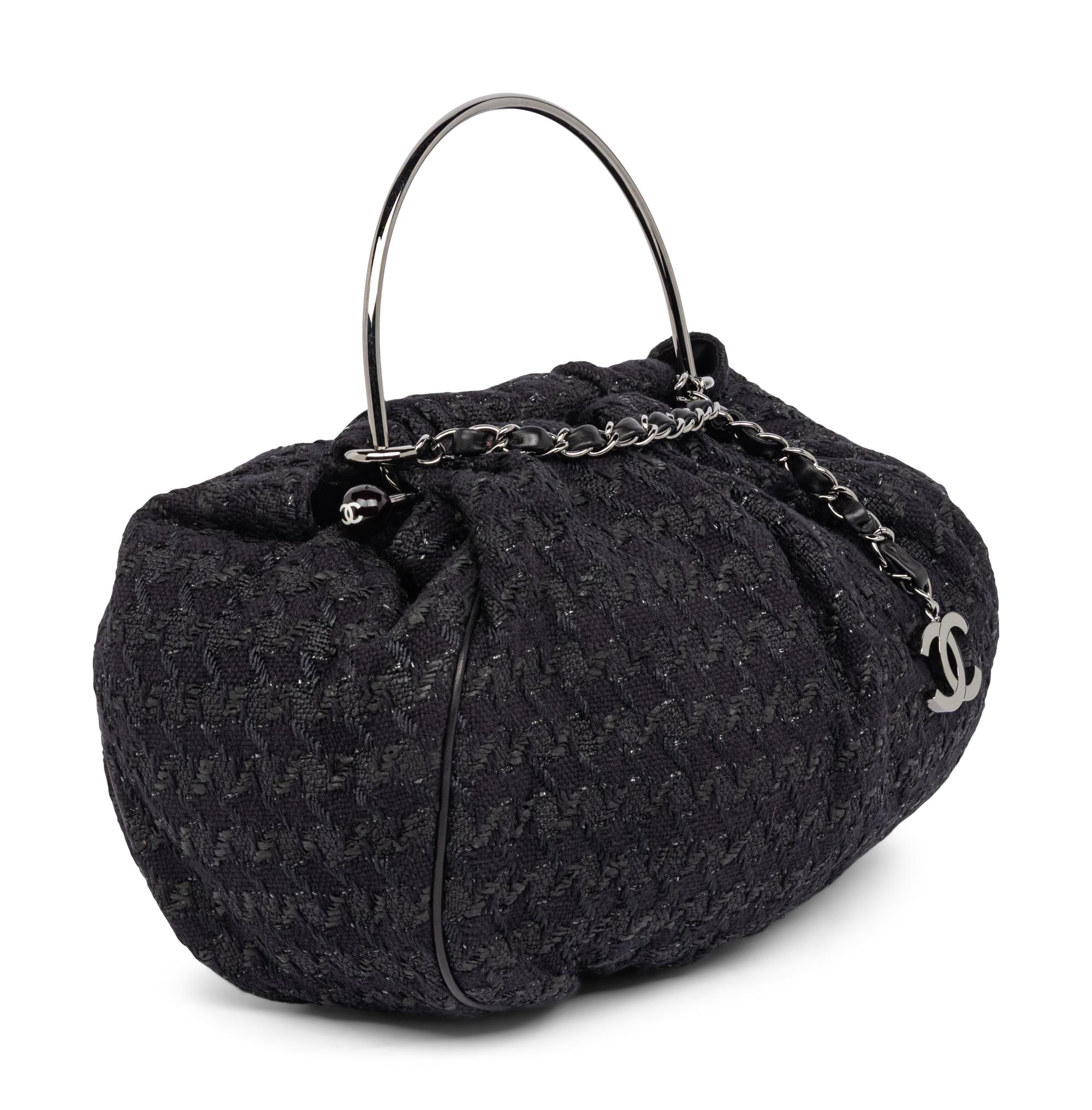 CHANEL, BLACK TWEED BAG