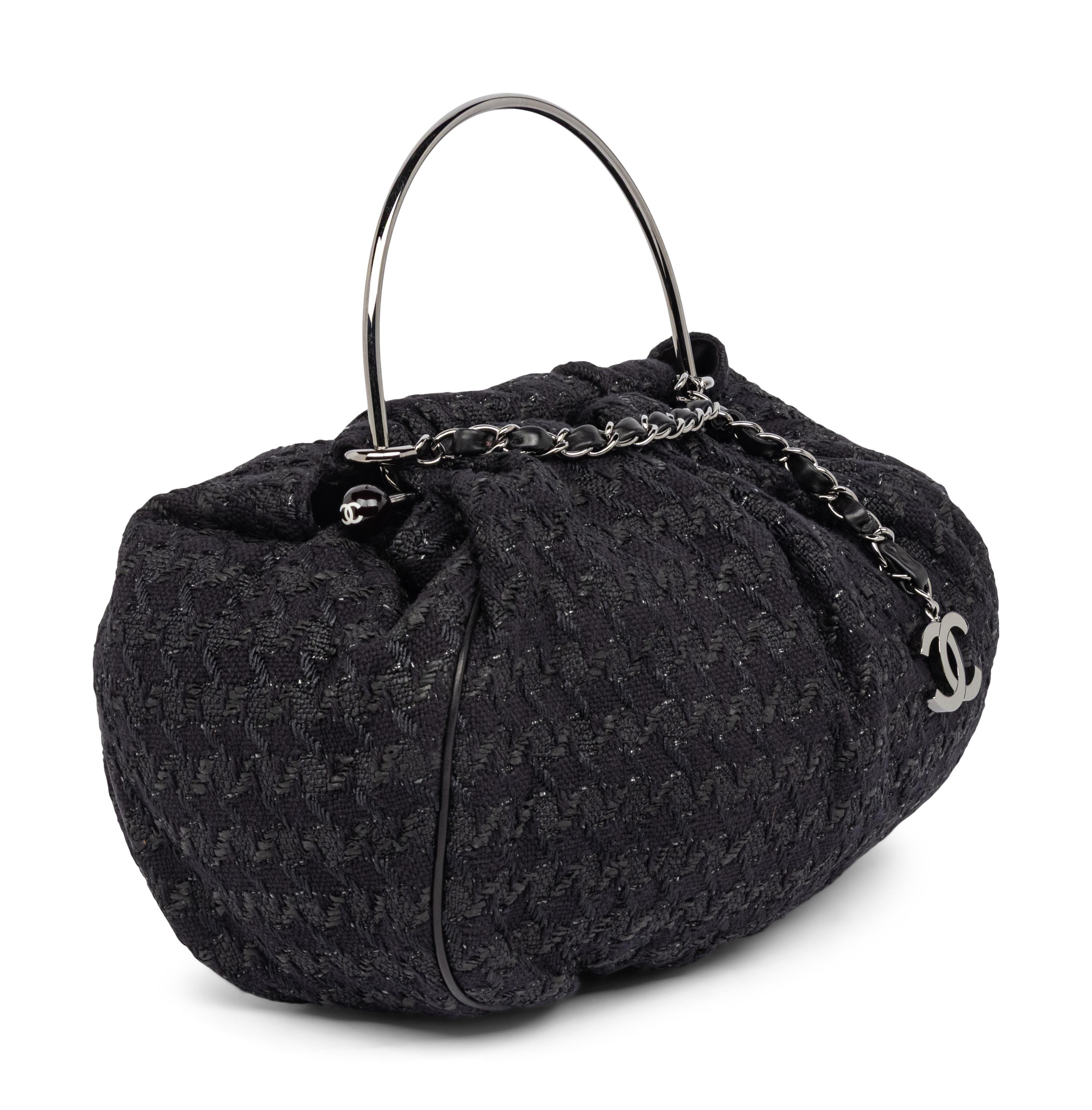 CHANEL, BLACK TWEED BAG
