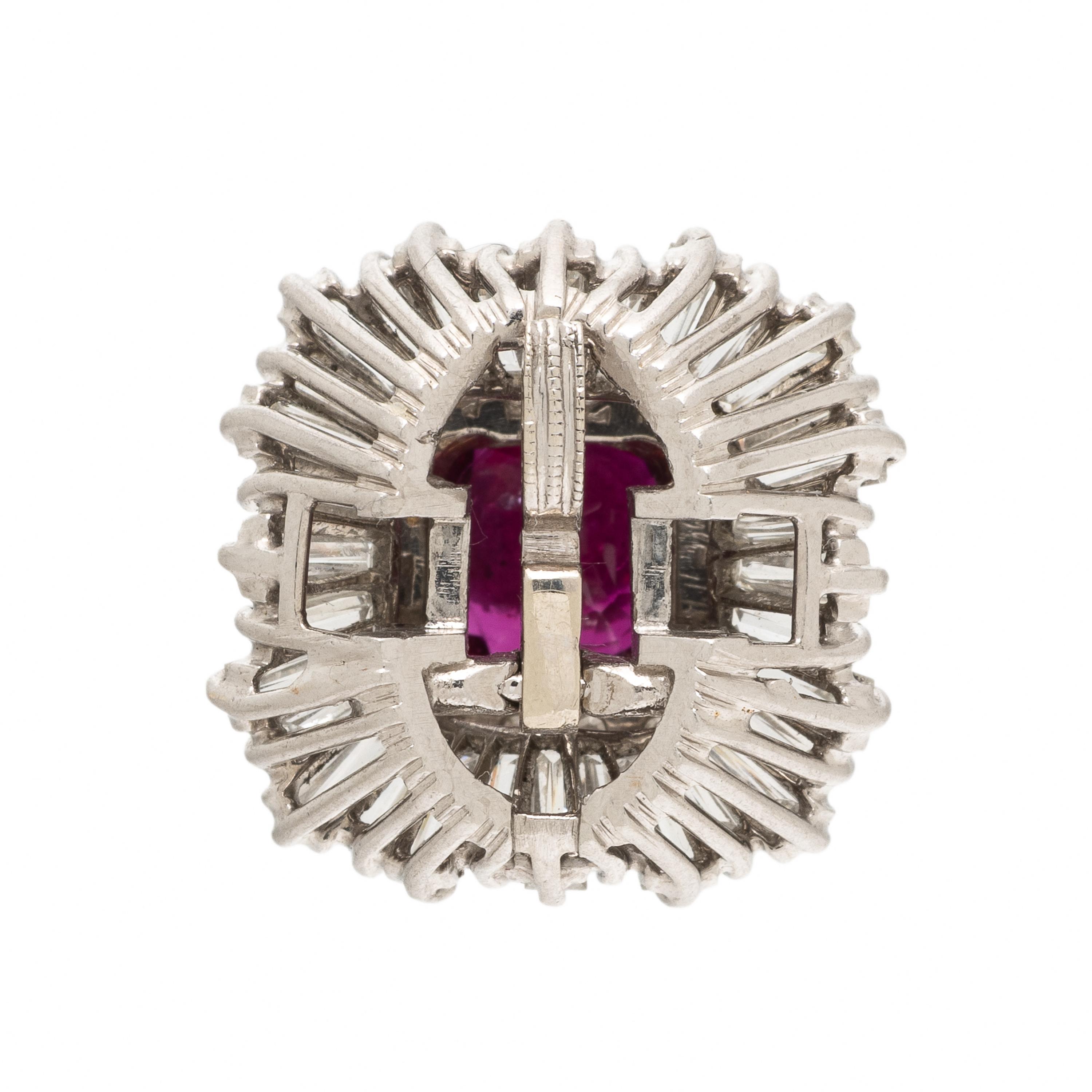 RUBY, DIAMOND, AND PLATINUM BALLERINA RING PENDANT