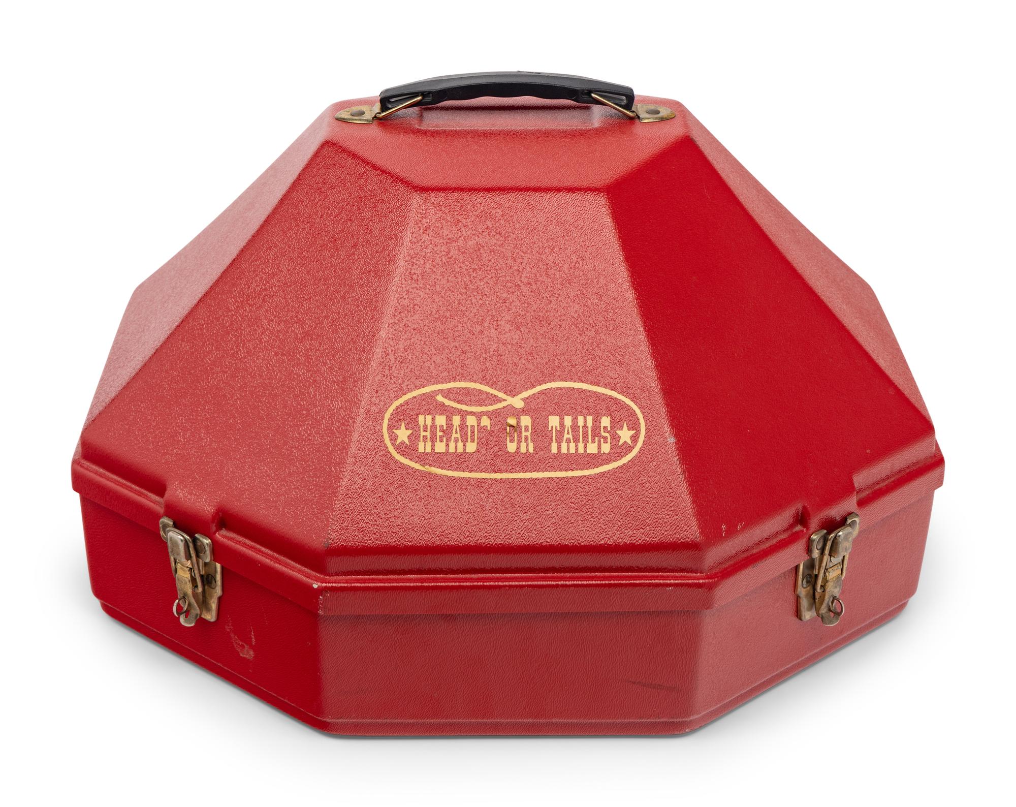 Two Red Western Hats and Hat Case