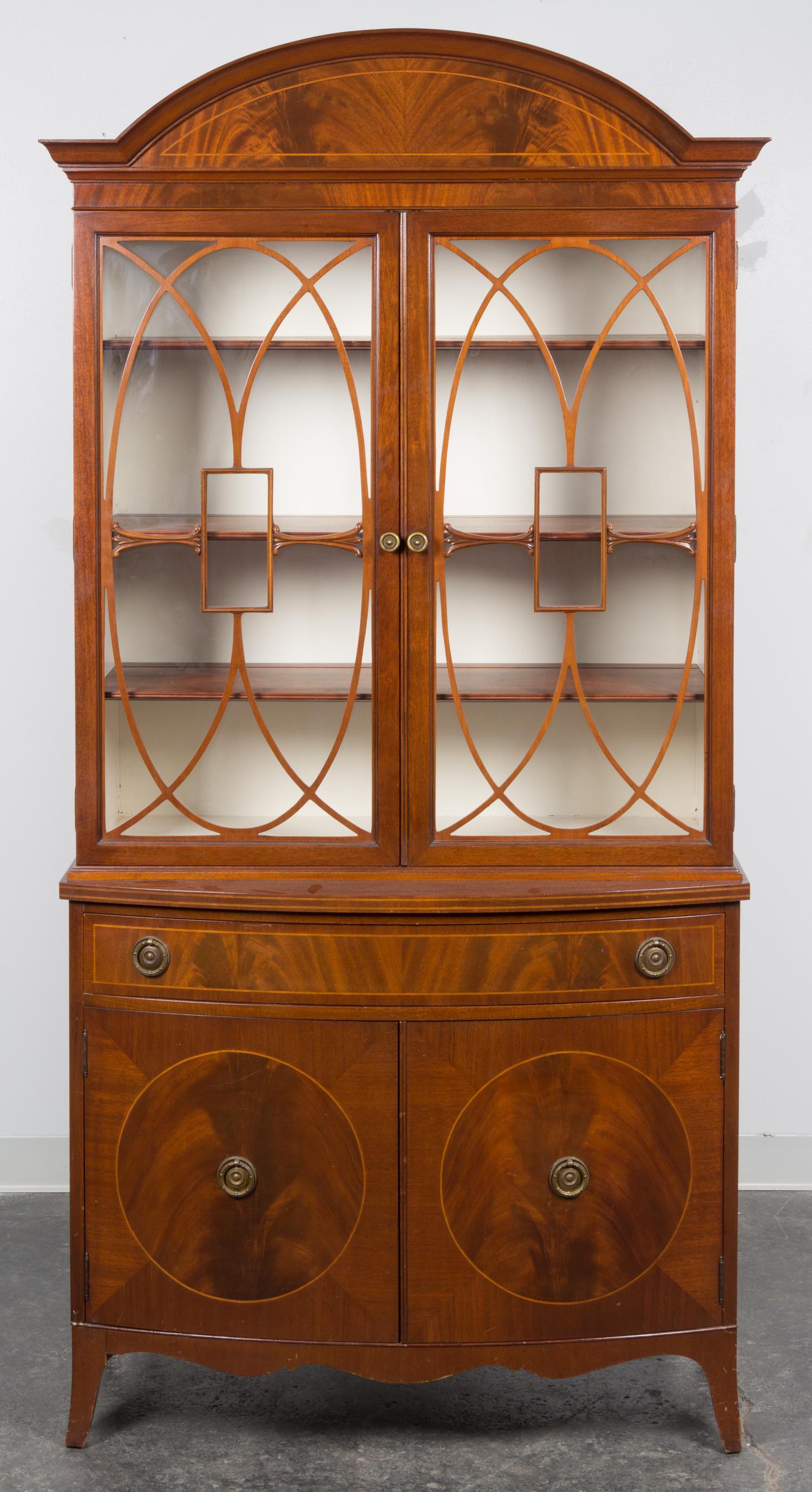A Northern Furniture Company Mahogany China Cabinet Height of first 79 x width 38 x depth 18 1/2 inches. — FIRST HALF 20TH CENTURY