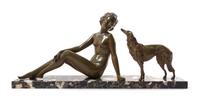 Ugo Cipriani, (Italian, 1887-1960), Reclined Woman with Dog