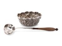 An American Silver Repousse Bowl and a Swedish Silver Dipper