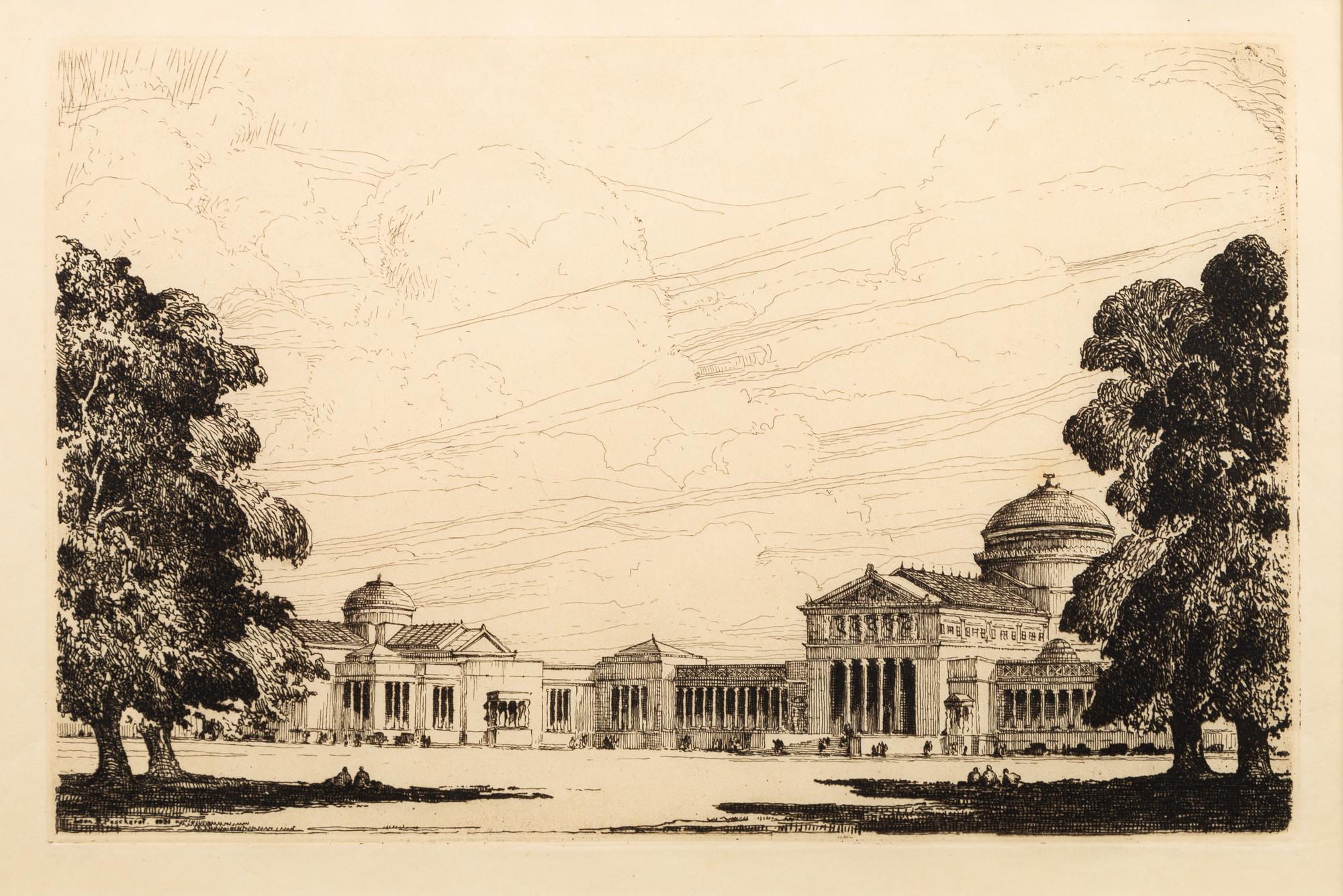 [ARCHITECTURE]. A group of 11 drypoint etchings by James Swann, Leon Pescheret, Chester S. Danforth and others.