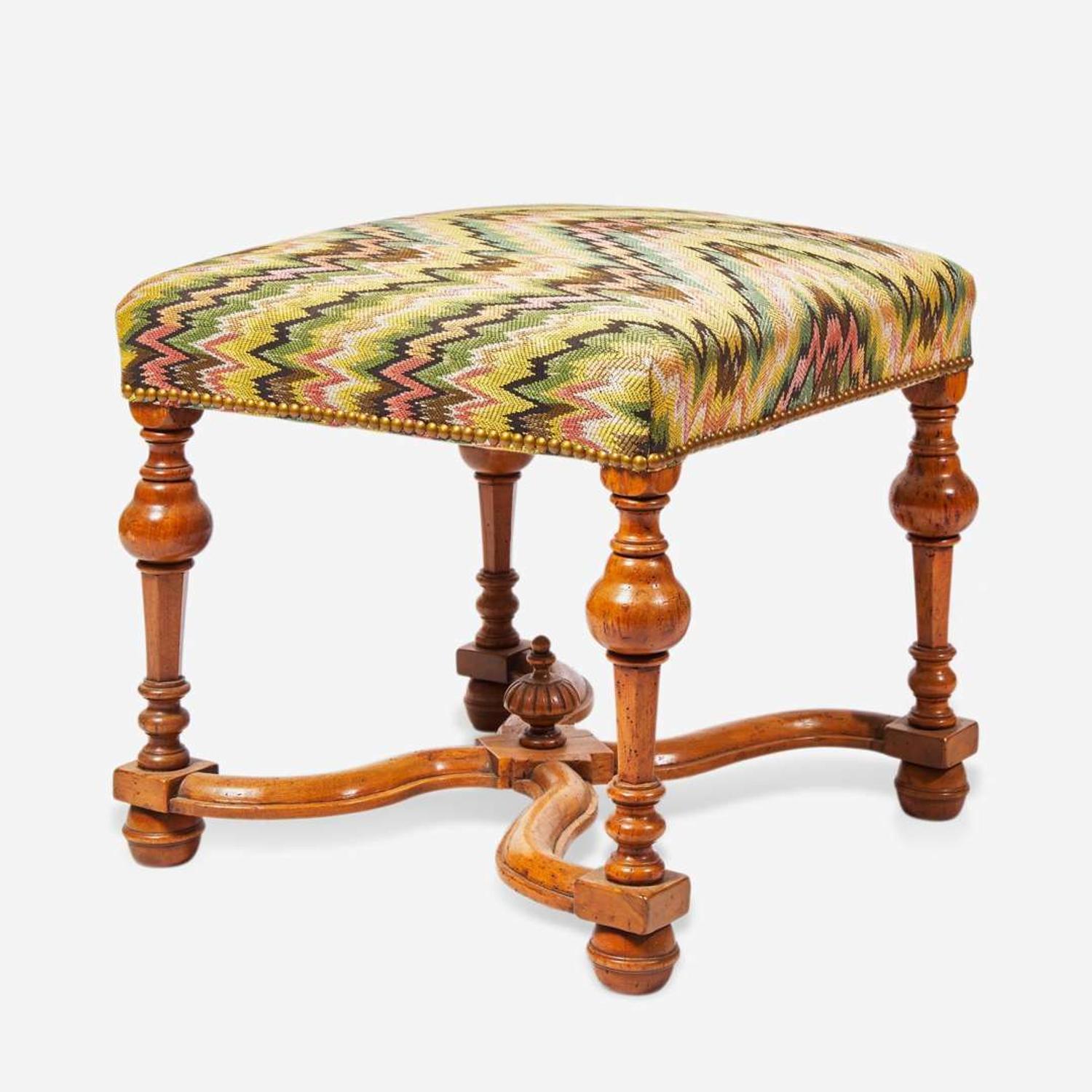 A small Louis XIV carved beech stool early 18th century