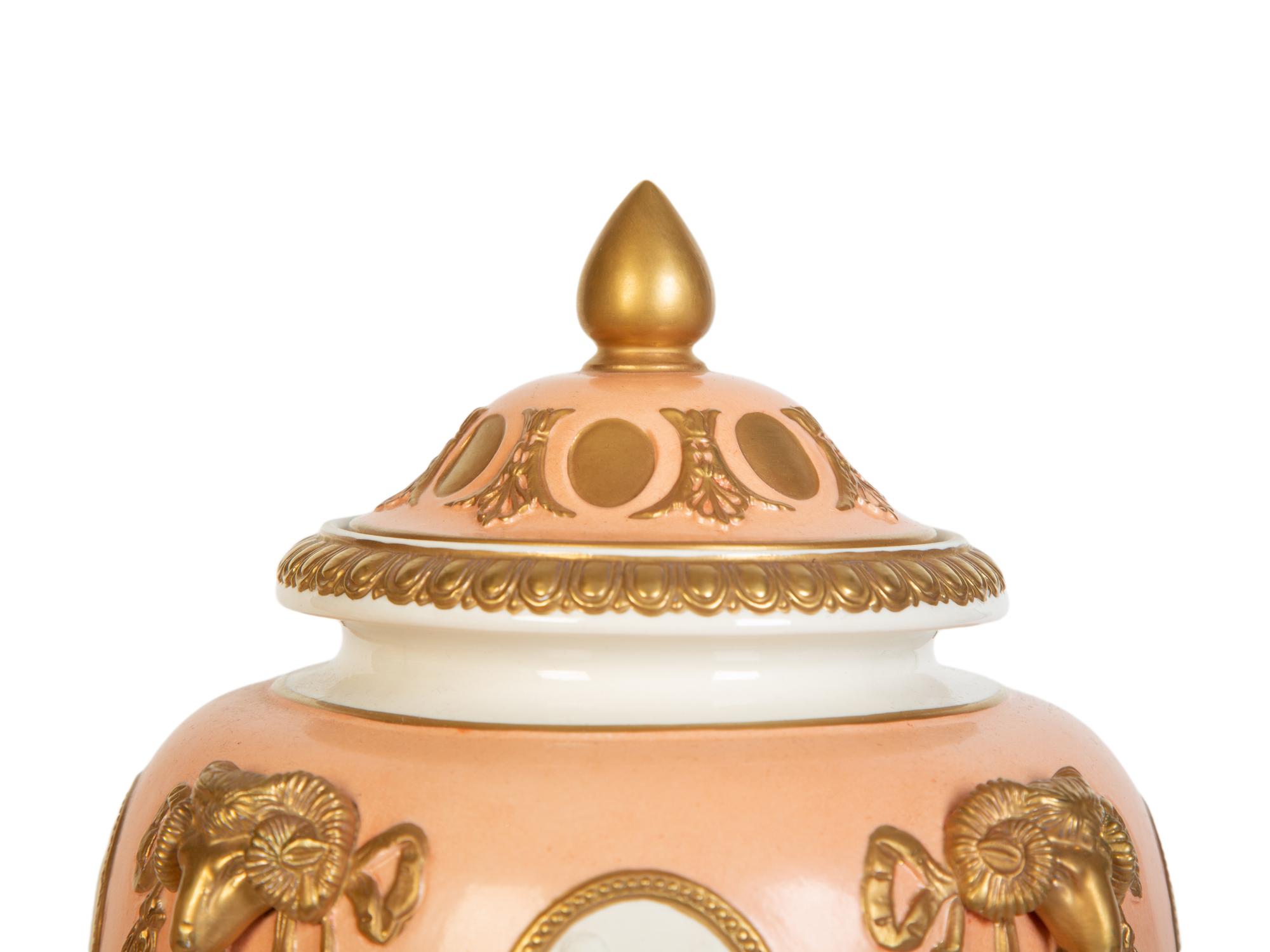 A Pair of Italian Neoclassical Style Porcelain Lidded Urns — 19th/20th Century