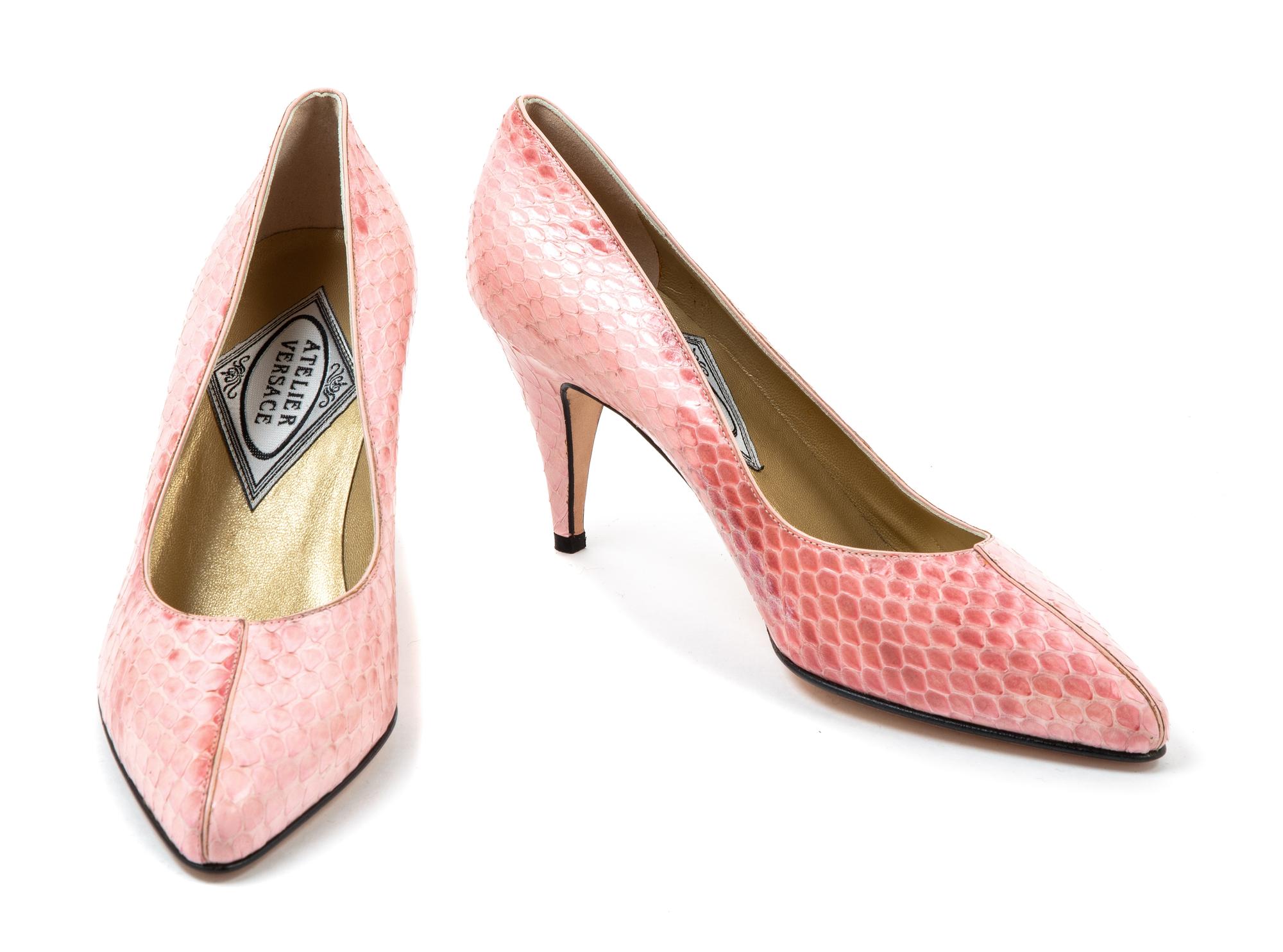 Atellier Versace Pink Faux Skin Shoes, 1990s