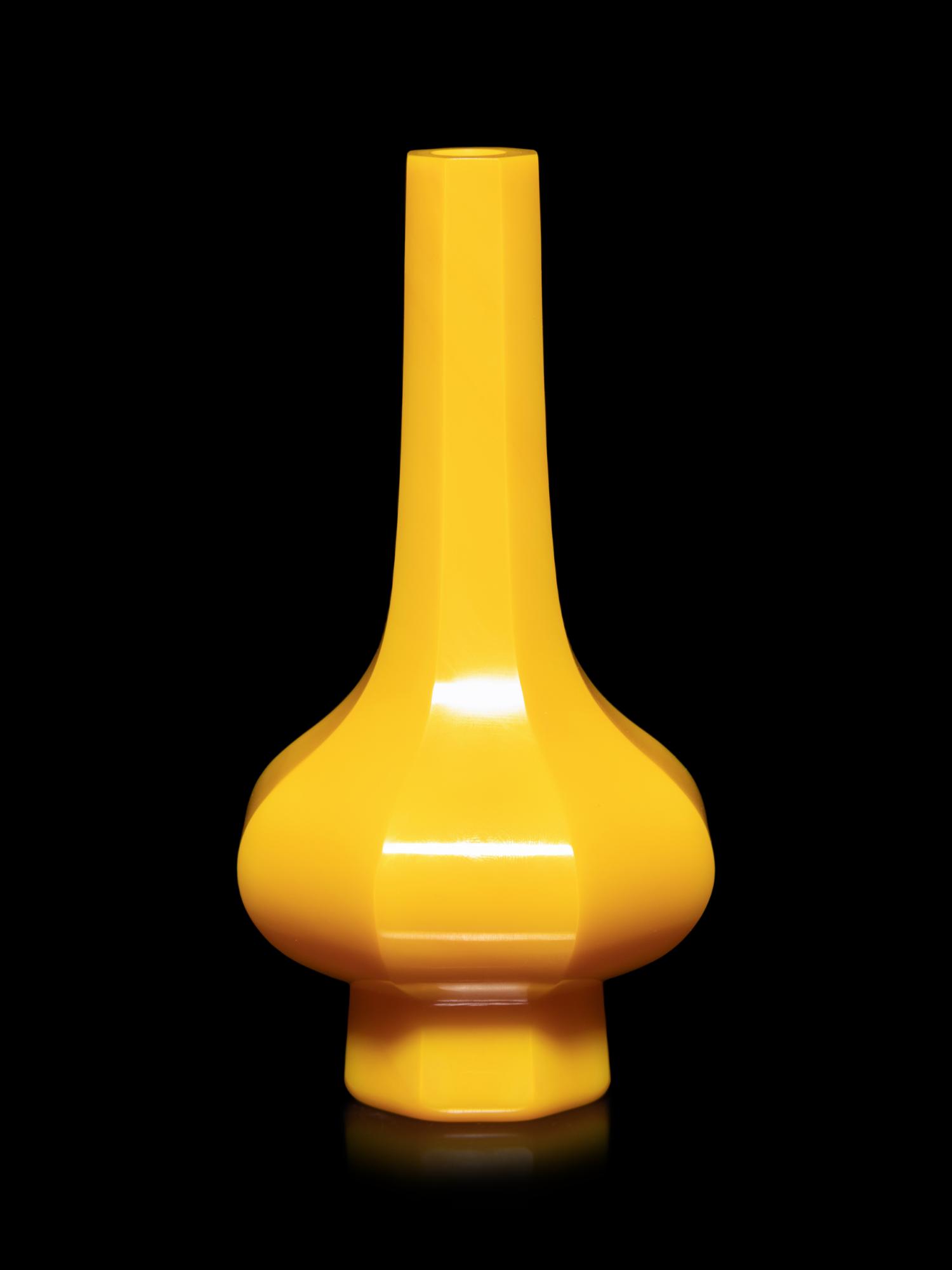 A Chinese Yellow Peking Glass Faceted Bottle Vase