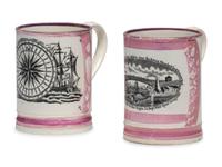 Two Sunderland Luster Frog Mugs
