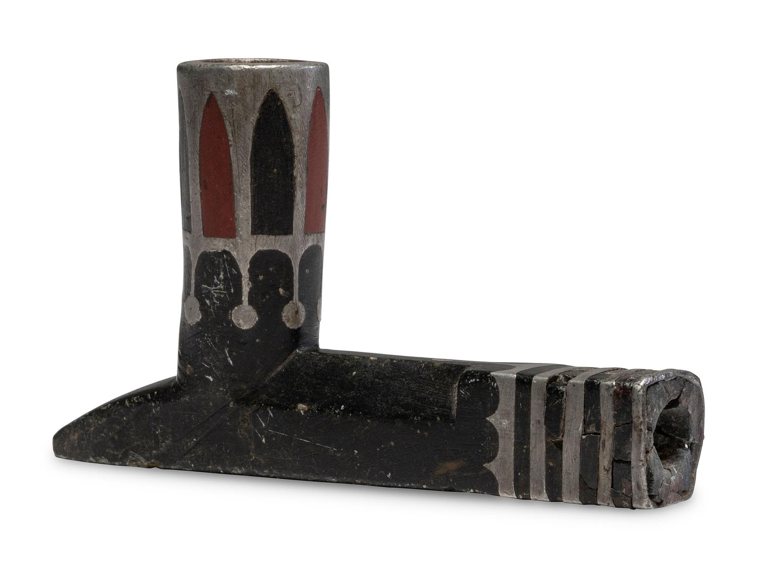 Eastern Plains Steatite Pipe, with Inlay
