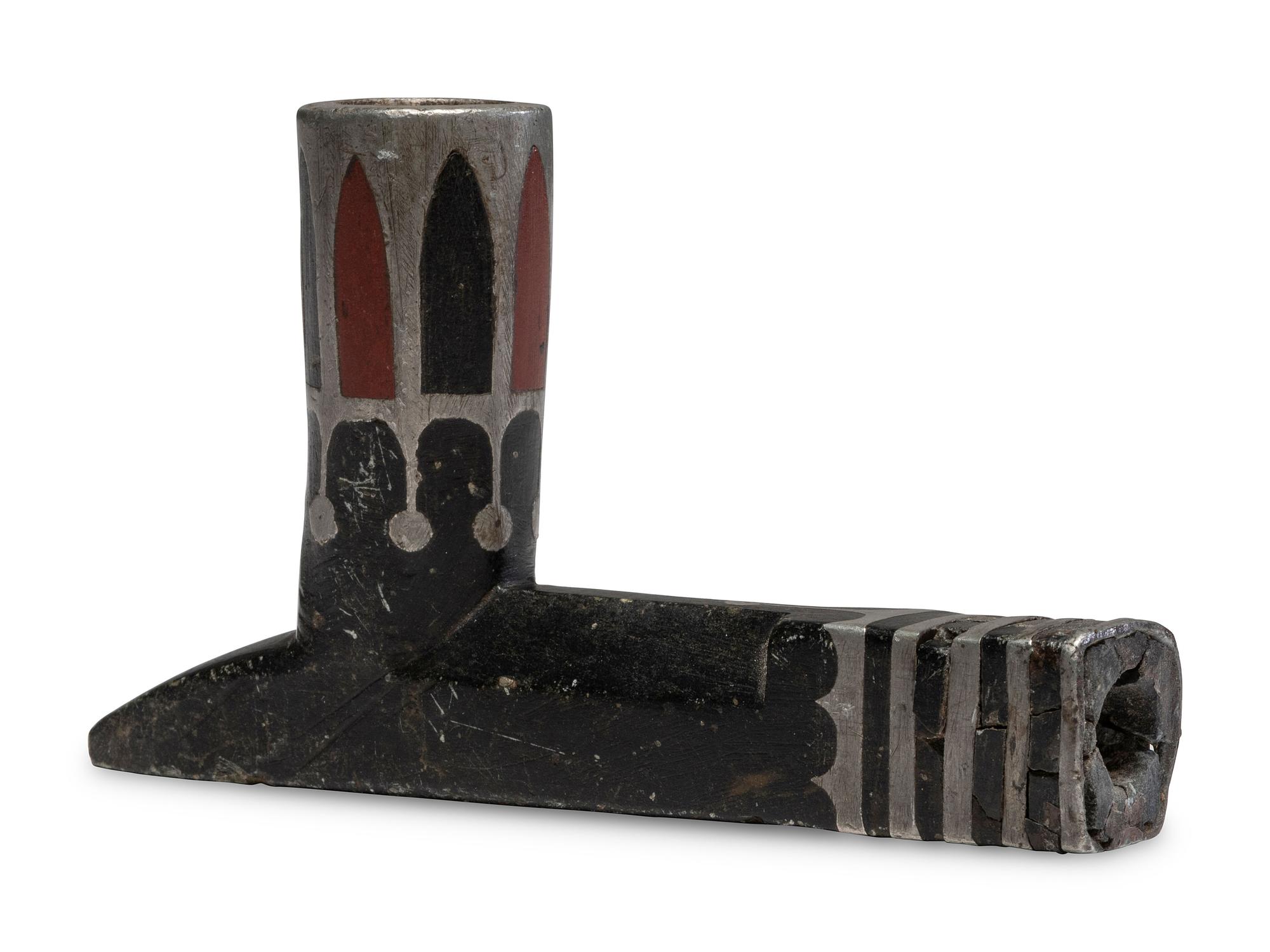 Eastern Plains Steatite Pipe, with Inlay