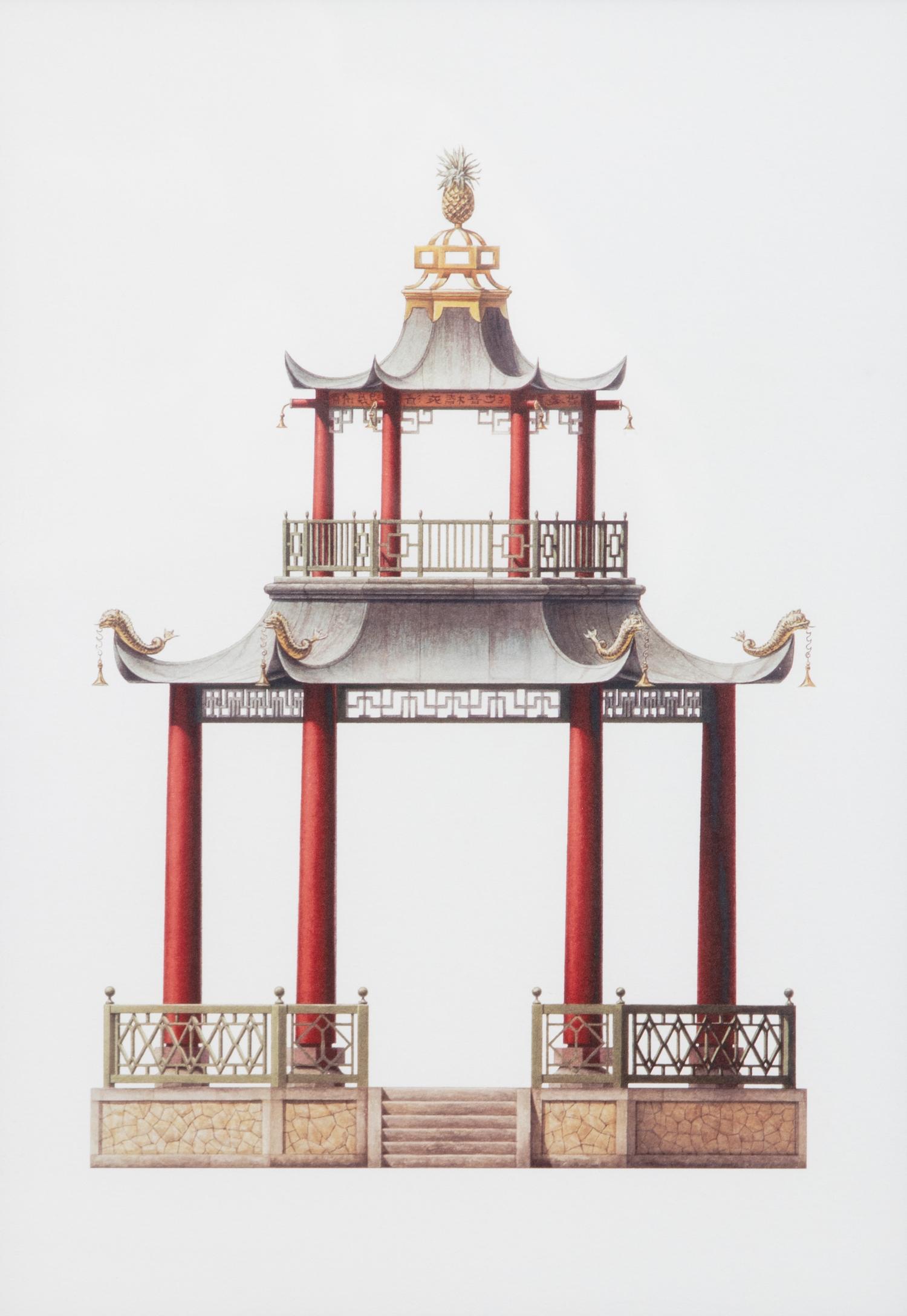 A Group of Gilt Framed Color Reproductions of Dams & Zega's Watercolors Chinoiseries Framed 17 1/2 x 13 5/8 inches. — 20TH CENTURY
