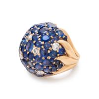 SAPPHIRE AND DIAMOND BOMBE RING