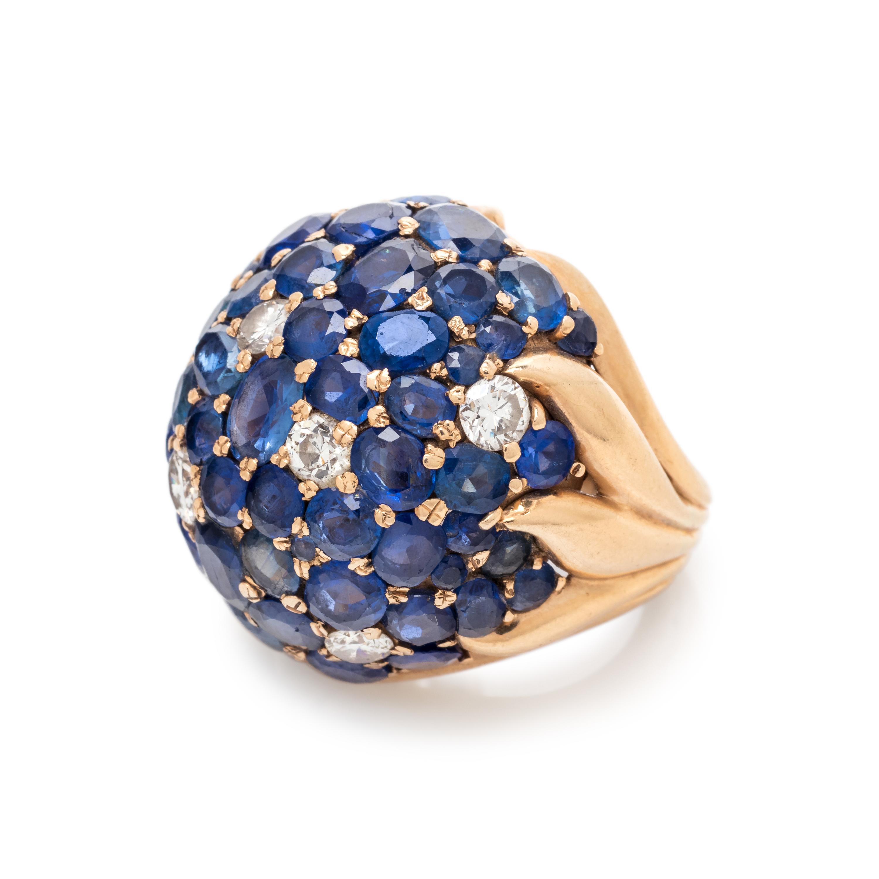 SAPPHIRE AND DIAMOND BOMBE RING
