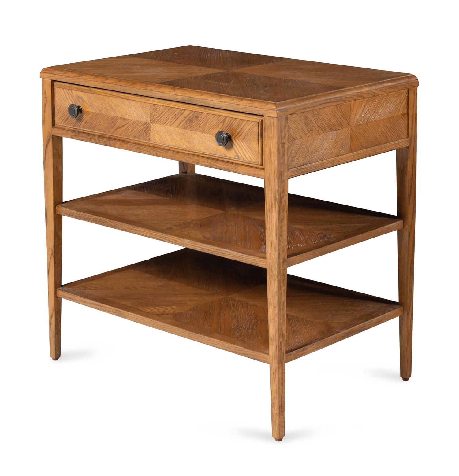 A Pair of Theodore Alexander Oak Nova Two-Tier Nightstands