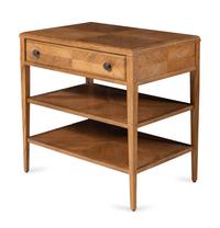 A Pair of Theodore Alexander Oak Nova Two-Tier Nightstands