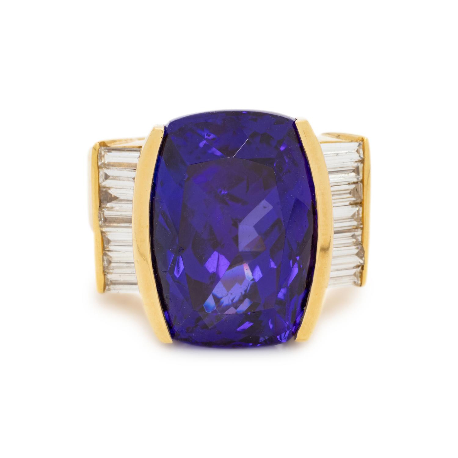 TANZANITE AND DIAMOND RING