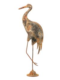 A Cast Iron and Tin Rooster Weathervane and Tin Heron
