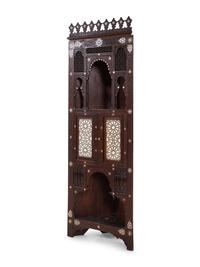 An Ottoman Turkish Carved and Inlaid Corner Cabinet