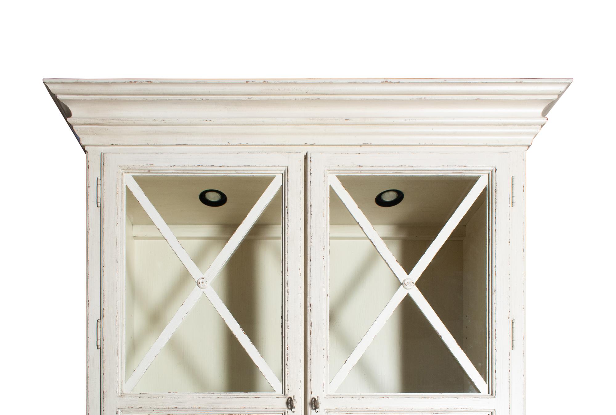 A Pair of Drexel Heritage Neoclassical Style Painted Glazed Door Cabinets