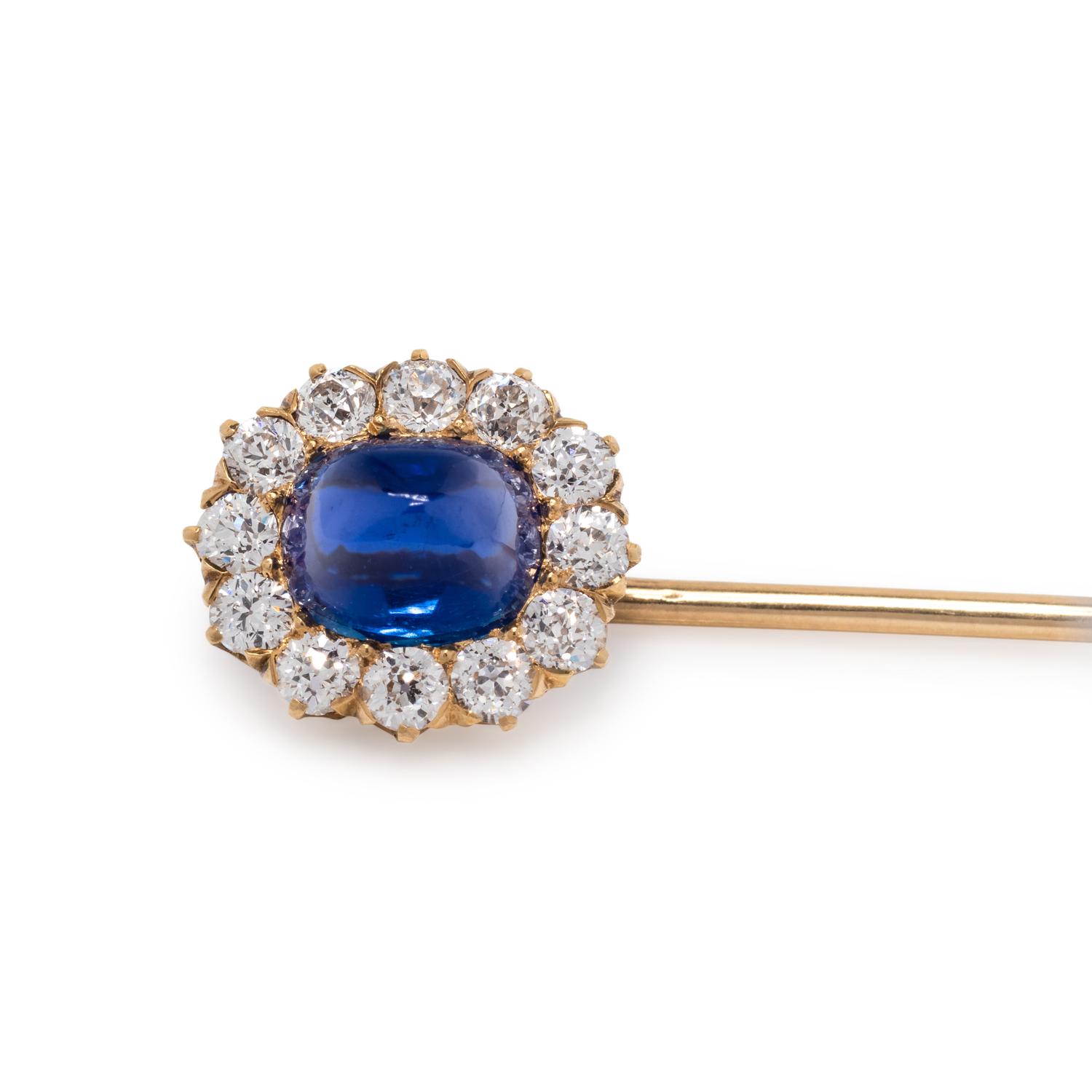 TIFFANY & CO., ANTIQUE, KASHMIR SAPPHIRE AND DIAMOND STICKPIN