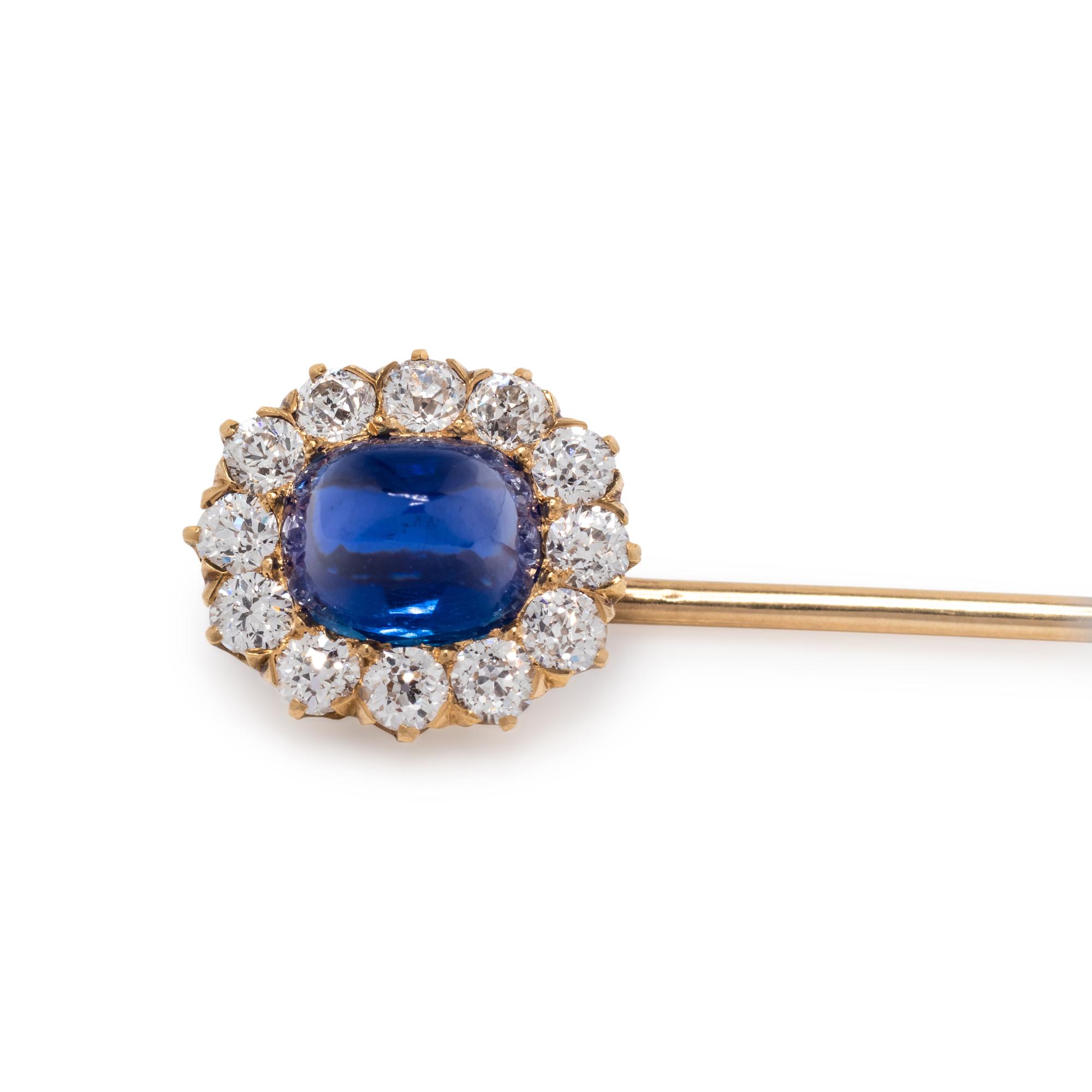 TIFFANY & CO., ANTIQUE, KASHMIR SAPPHIRE AND DIAMOND STICKPIN