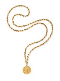 YELLOW GOLD COIN PENDANT/NECKALCE