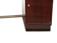 An Art Deco Style Chrome Metal-Mounted Lacquered Wood Desk