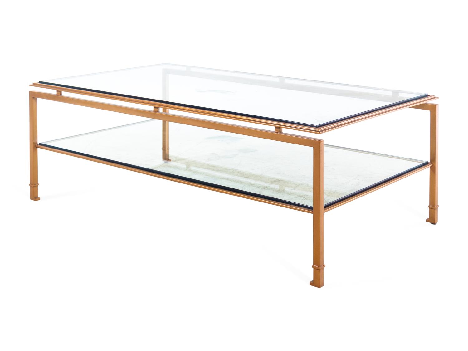 A Contemporary Gilt Metal and Glass Cocktail Table