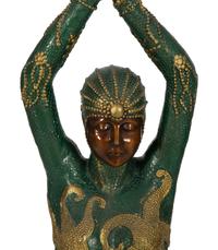 A Polychromed Metal Figural Floor Lamp in the Style of Chiparus