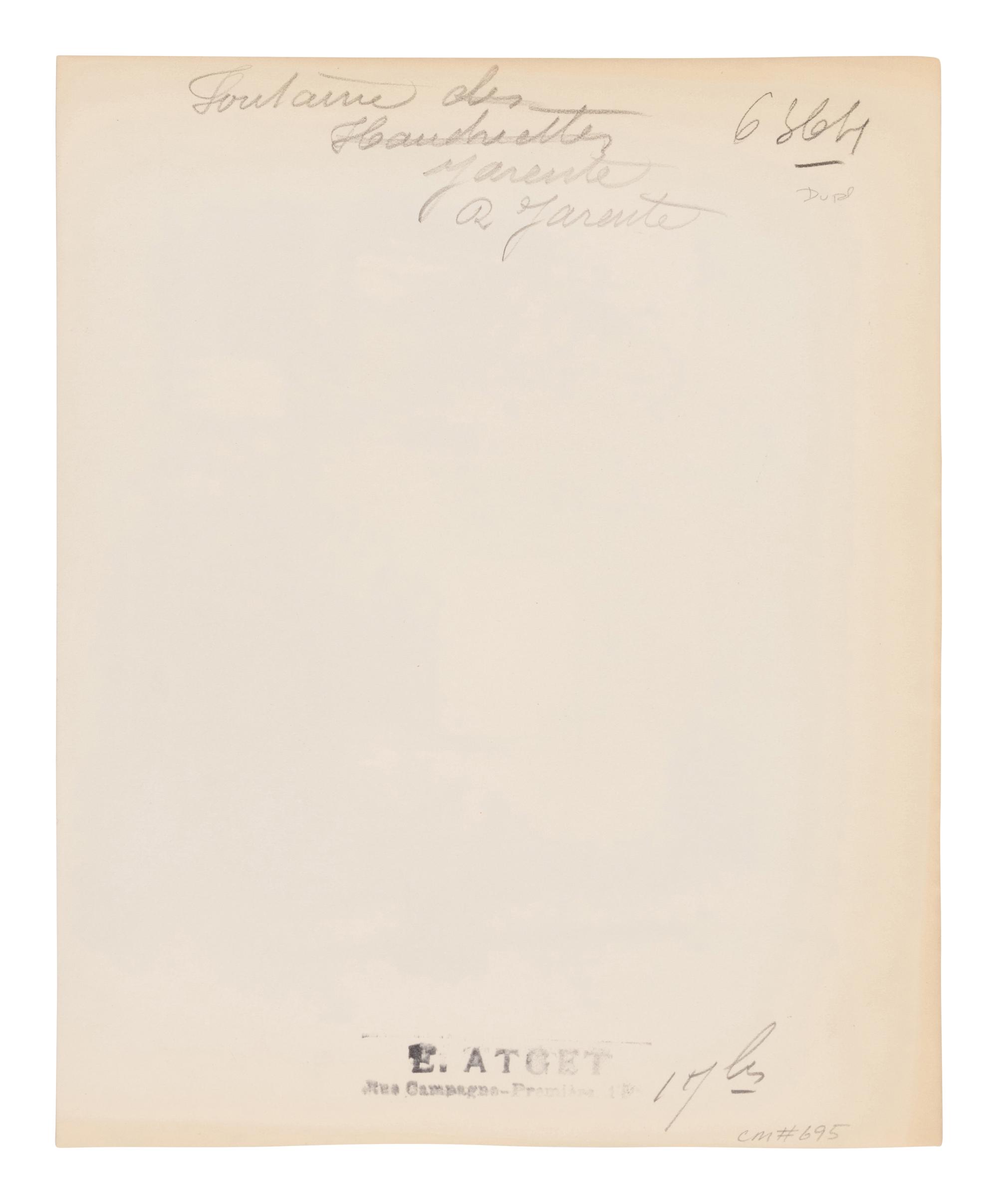 A pair of prints depicting Fontaine Jarente ( Fontaine Jarente - impasse Jarente , 1898; Fontaine Jarente, rue Jarente, 1922)