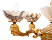 An Empire Style Gilt Bronze and Alabaster Five-Light Chandelier