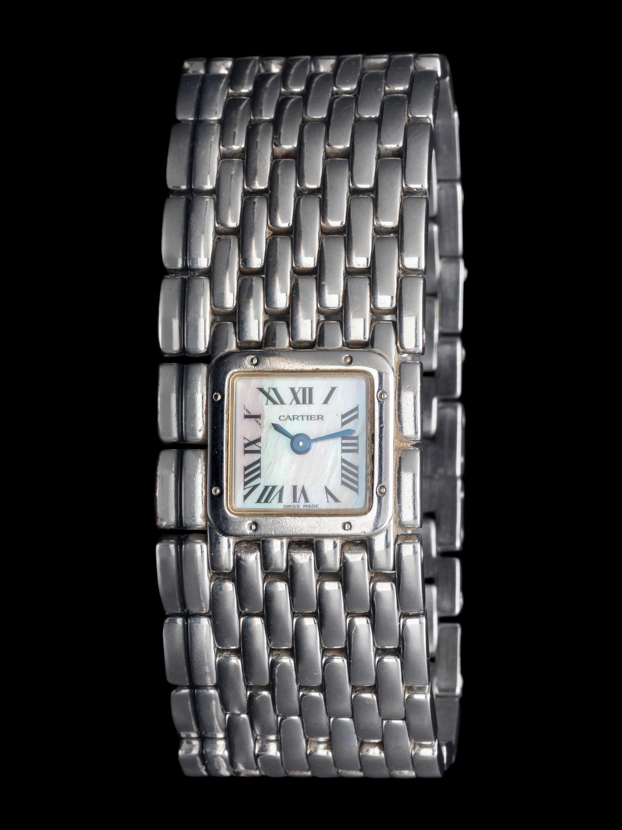 CARTIER, REF. 2420 STAINLESS STEEL 'PANTHÈRE RUBAN' WATCH