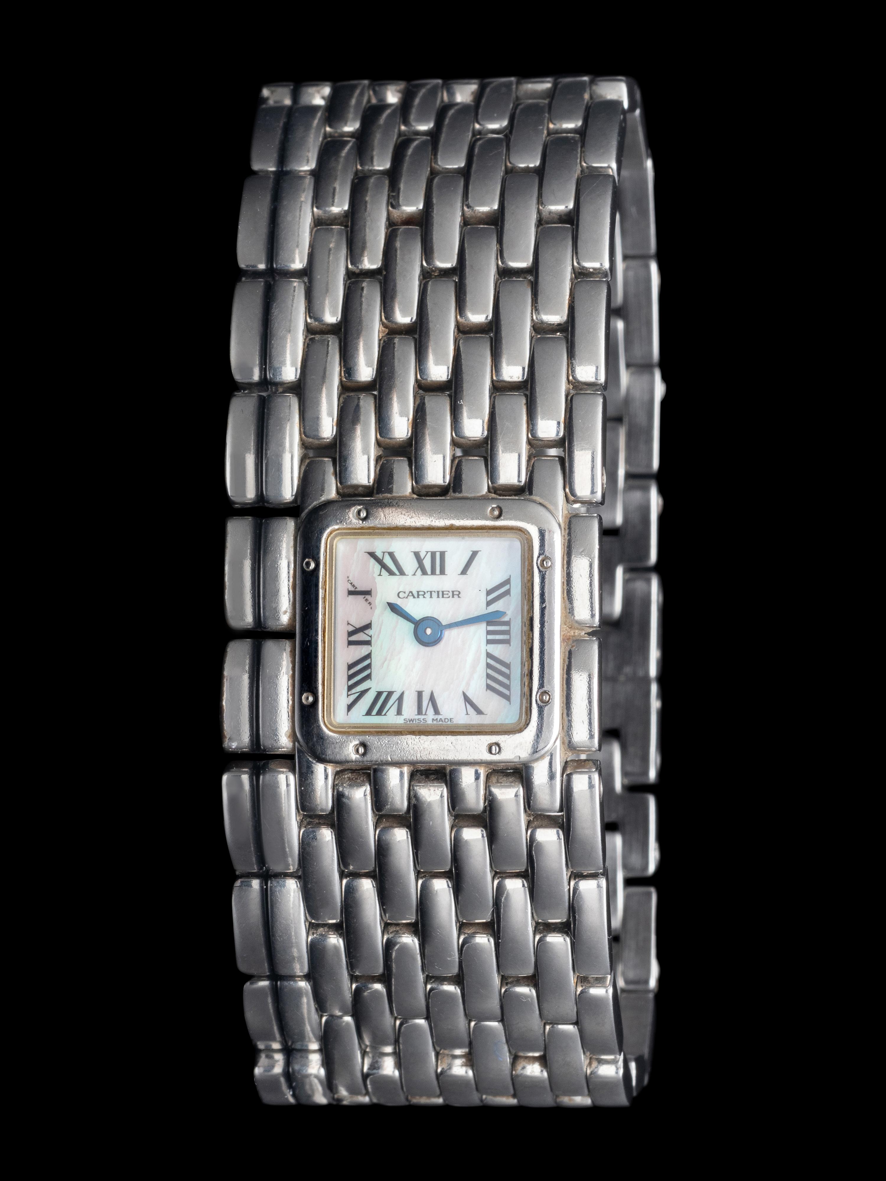 CARTIER, REF. 2420 STAINLESS STEEL 'PANTHÈRE RUBAN' WATCH