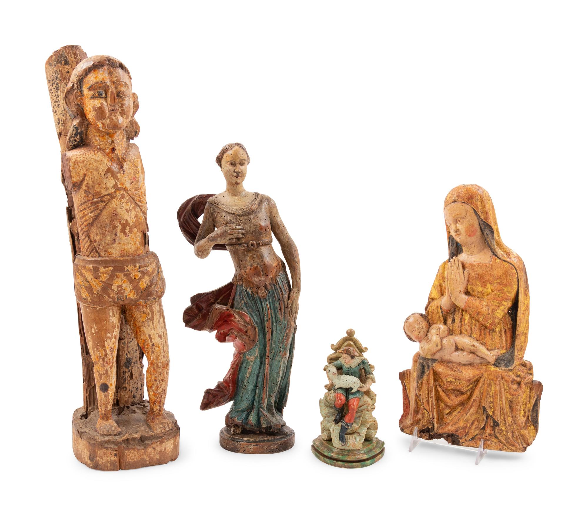 Four Continental Polychromed Wood Articles