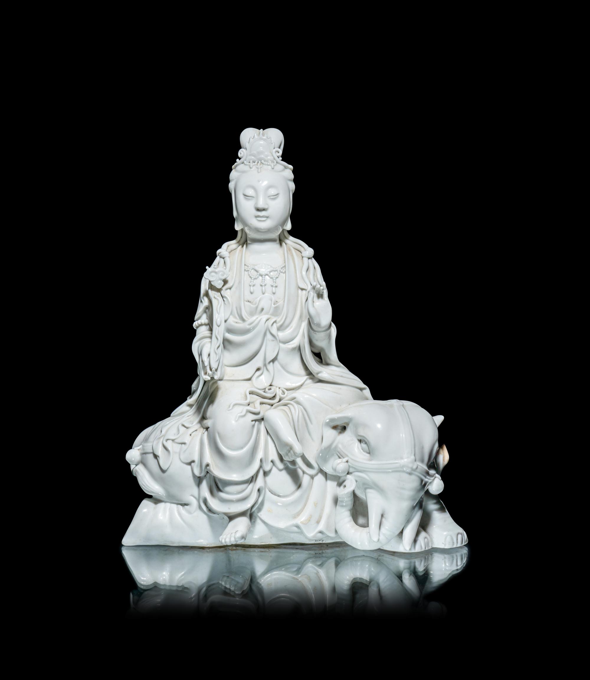 A Pair of Chinese Blanc-de-Chine Porcelain Figures of Guanyin