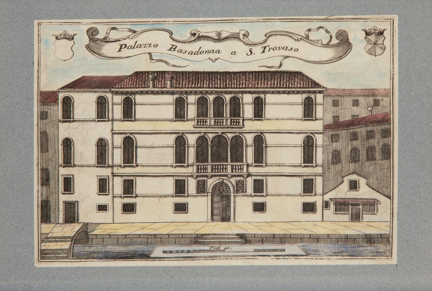 A Set of Nine Italian Hand-Colored Engravings Depicting Venetian Palaces