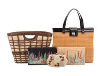 Five Designer Hand Bags: One Lambertson Truex, One Nancy Gonzalez, Two Lulu Guinness, One Valentino