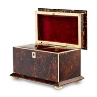 A Regency Tortoise Shell Tea Caddy