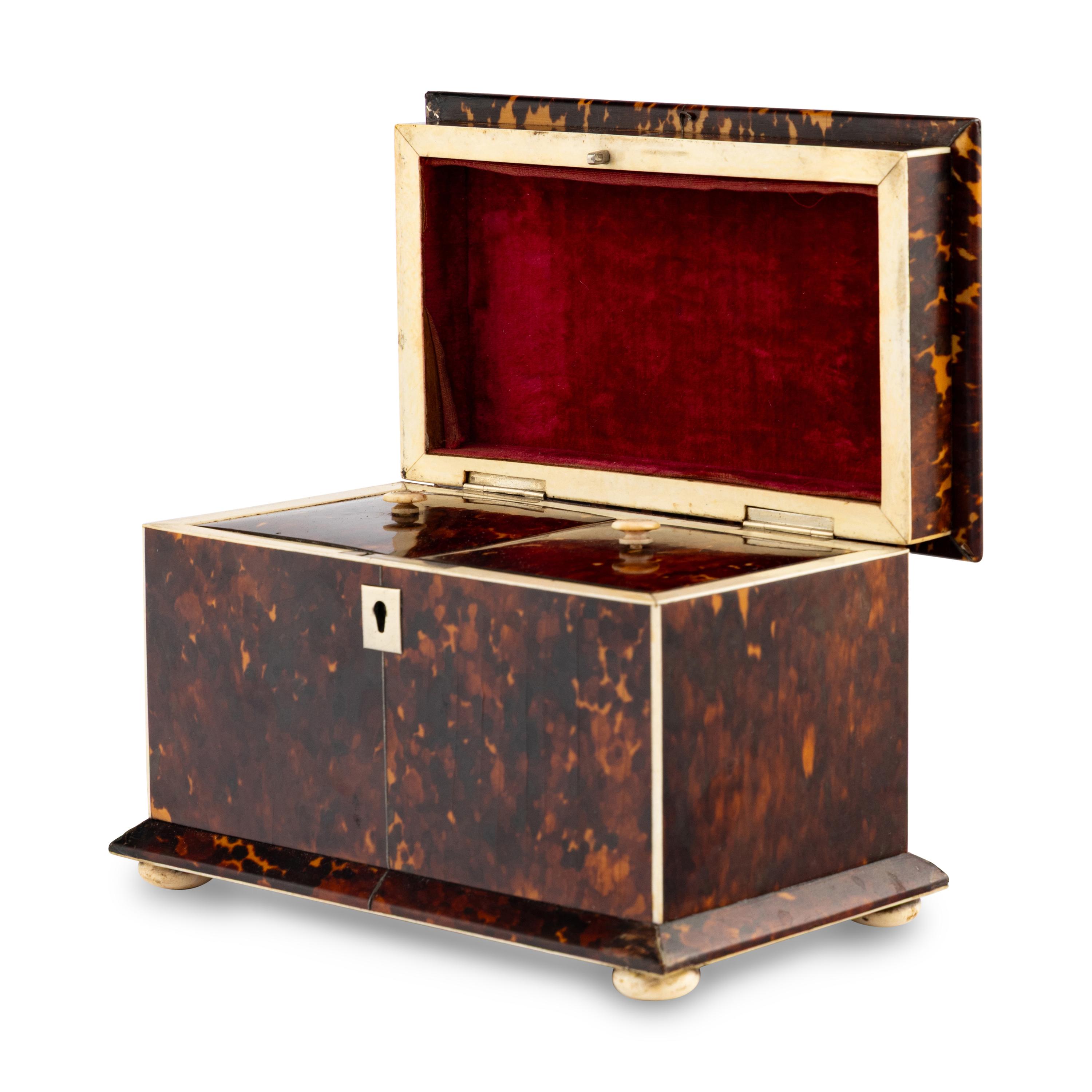 A Regency Tortoise Shell Tea Caddy