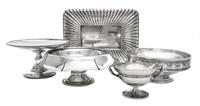 A Group of American Silver Table Articles, Various Makers, comprising a fluted rectangular dish, Reed & Barton, Taunton, MA, 1952; a ce