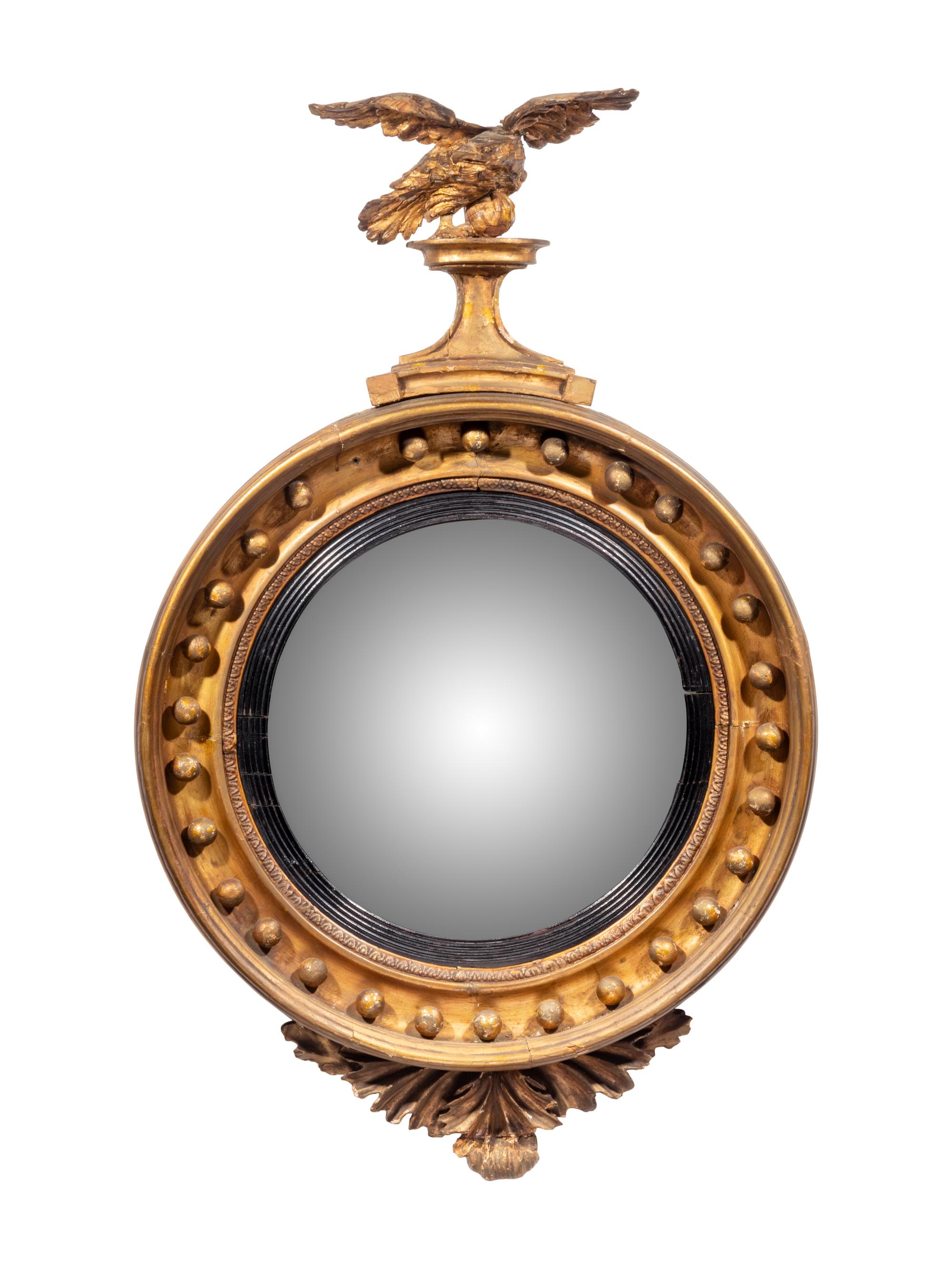 A Regency Giltwood Convex Mirror
