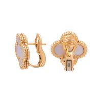 VAN CLEEF & ARPELS, YELLOW GOLD AND MOTHER-OF-PEARL 'ALHAMBRA' EARCLIPS