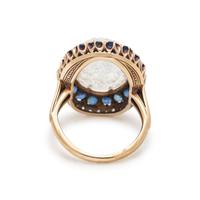ANTIQUE, MOONSTONE, DIAMOND AND SAPPHIRE RING