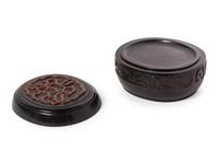 A Huanghuali Inset Zitan Covered Box